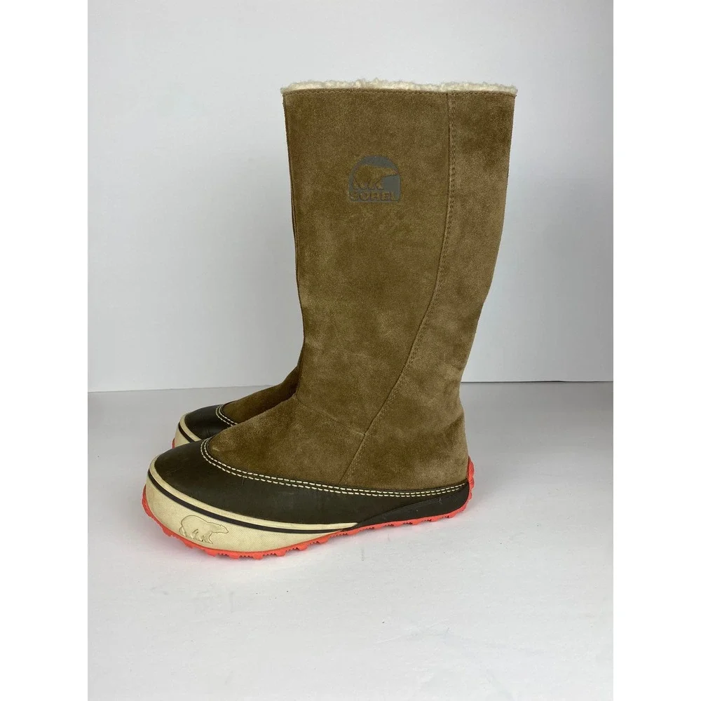 Sorel Brown Suede Winter Boots‎ Women 6.5 NL1609-269 Coral Sole Snow Boots